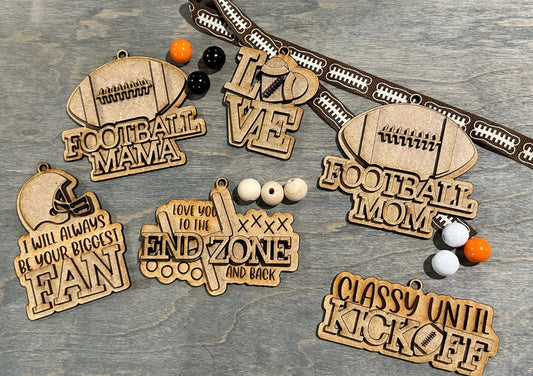 Unfinished DIY Sports Charms, Football Charms Unfinished, Wooden Charms for Crafting, Blank DIY Sports Charm, Customizable Football Charms