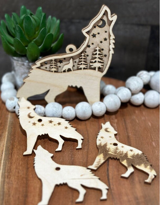 DIY Unfinished Wolf Car Charm, Wolf Ornament, DIY Wolf Keychain, Blank Wolf Charm, Custom Car Accessories