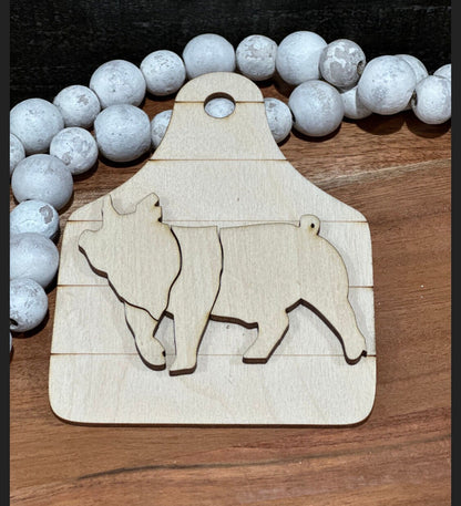 DIY Wooden Pig Charm, Unfinished Car Charm, Blank Pig Craft Charm, Wood Animal Charm for Crafts, DIY Wood Pig Ornament