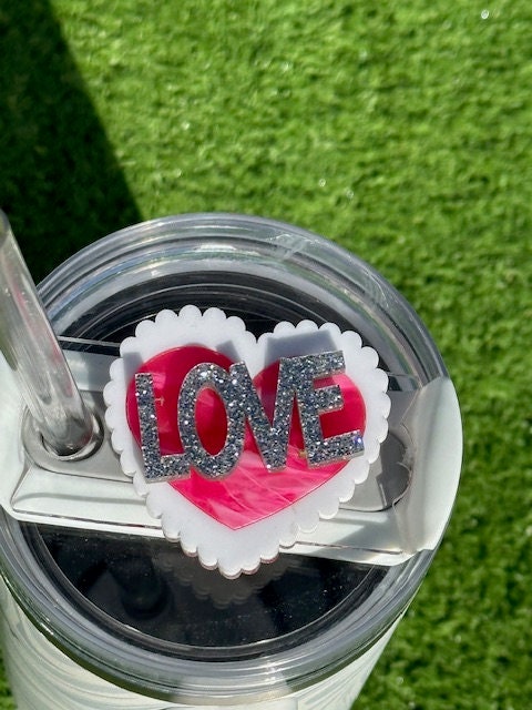 LOVE Stanley topper, Valentines Day, Heart name Stanley Topper, H2O Stanley Topper, Personalized, Cup personalized Topper, Heart Topper