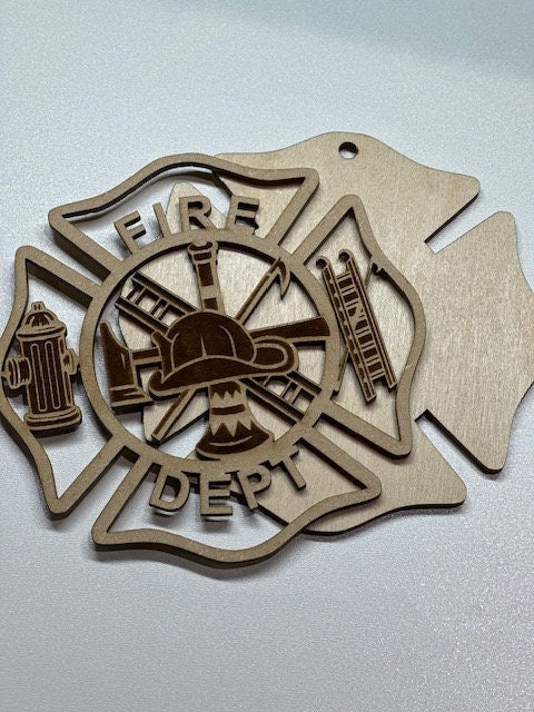 DIY Fire Fighter, Fire Dept Charm, Fire Dept Unfinished, Personalized Wooden Ornaments, Unfinished, Fire Department Charm, Ornament DIY