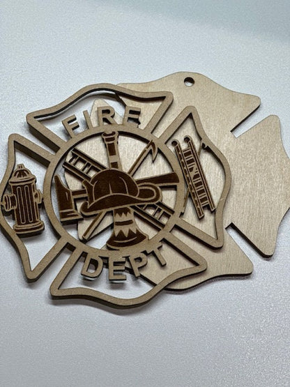 DIY Fire Fighter, Fire Dept Charm, Fire Dept Unfinished, Personalized Wooden Ornaments, Unfinished, Fire Department Charm, Ornament DIY