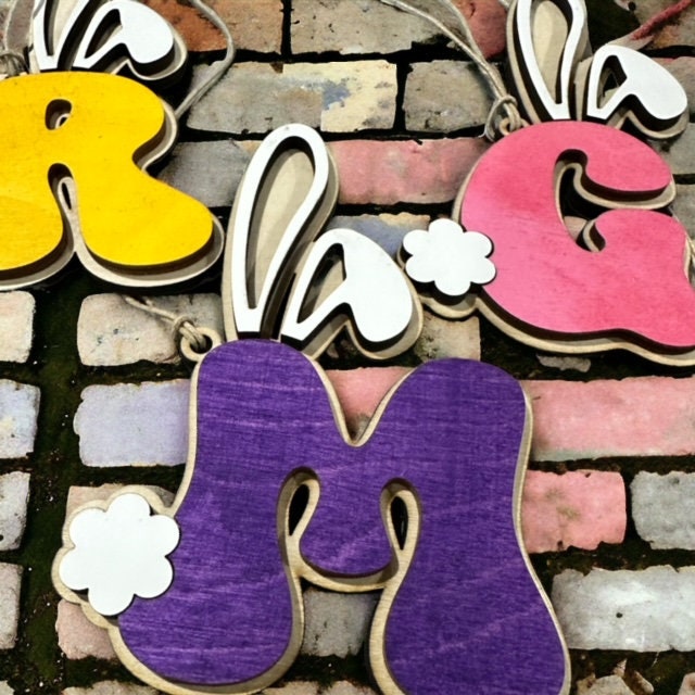 Easter Bunny Letter Tag, Easter Ear Tag, Personalized Easter Basket Tag, Blank Charm, Easter Bag Tag, Personalized, Easter Bag Tags, Custom