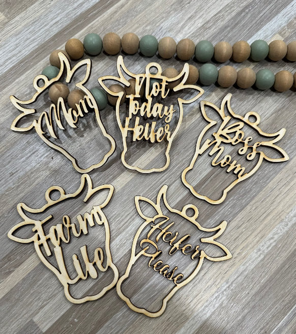 DIY Heifer Cow / Cows / Unfinished / Wooden Car Charms / Unfinished / DIY / Blank Charm