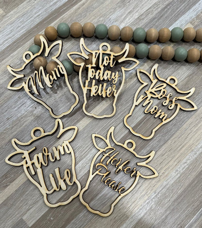 DIY Heifer Cow / Cows / Unfinished / Wooden Car Charms / Unfinished / DIY / Blank Charm