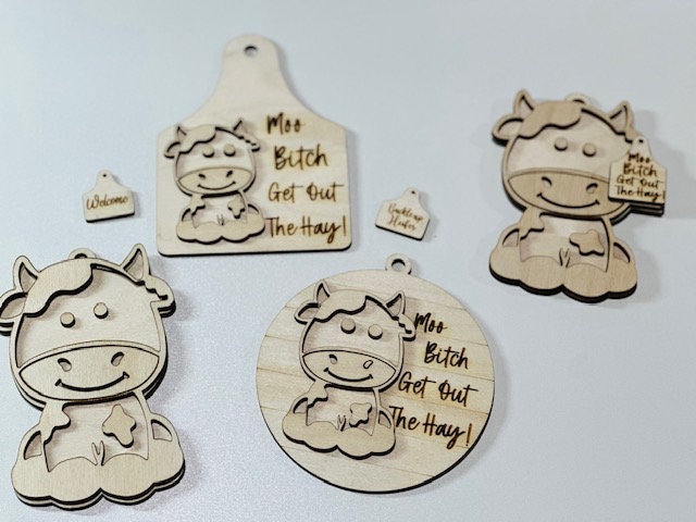 DIY Unfinished Cow Sassy Car Charms /Cow Charms/ Hay Cow Car Charm /Ornaments/ Farm Cow /Funny Cow