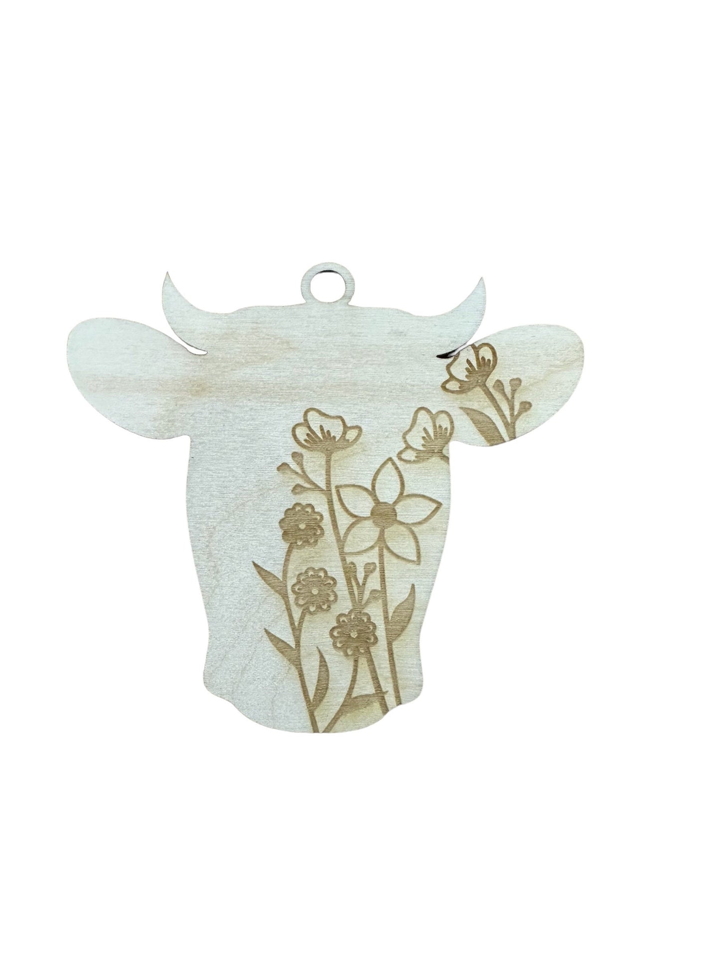 Unfinished DIY Floral Cow Car Charm, Floral Cow Charm, Floral Car Charms, DIY Floral Cow Car Charm, Cow Charm, Wooden Charm