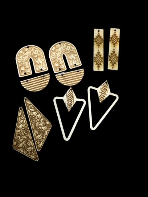 Aztec Earring DIY Unfinished / Unfinished, Wooden Earrings / Unfinished, DIY / Blank Charm, DIY Earring Aztec, Earrings, Wood cut-outs
