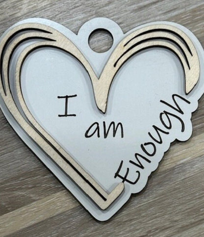 Inspirational Car Charms, Inspirational Charm, Bag Charms, Unfinished, Wooden Charms, Strong, Enough, Unfinished, DIY, Blank Charm