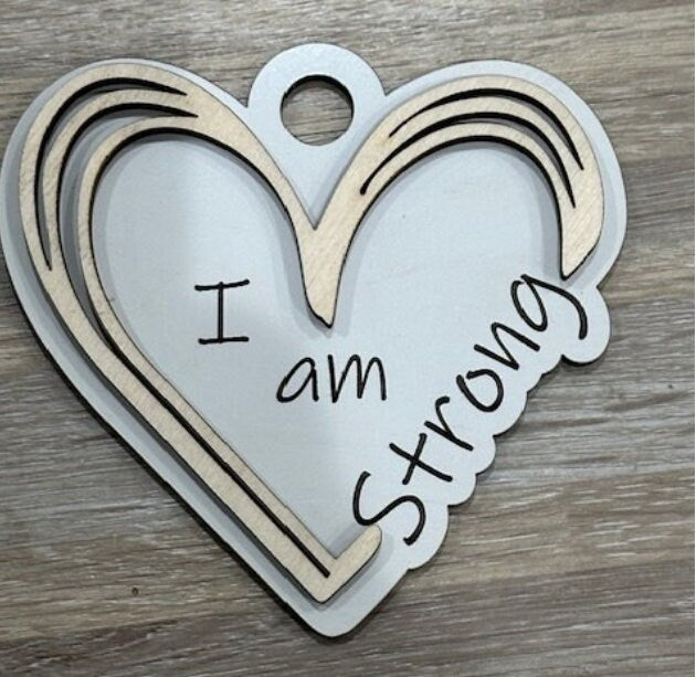 Inspirational Car Charms, Inspirational Charm, Bag Charms, Unfinished, Wooden Charms, Strong, Enough, Unfinished, DIY, Blank Charm