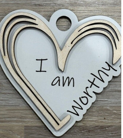 Inspirational Car Charms, Inspirational Charm, Bag Charms, Unfinished, Wooden Charms, Strong, Enough, Unfinished, DIY, Blank Charm