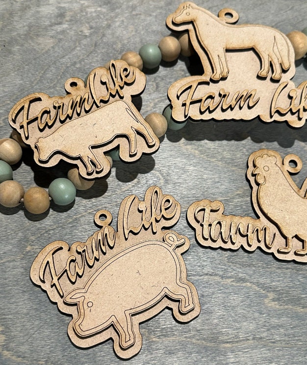 Unfinished DIY Farm Life/ Farm Life Charms Unfinished / Wooden Charms / Unfinished / DIY / Blank Charm/ Animals DIY