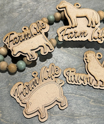 Unfinished DIY Farm Life/ Farm Life Charms Unfinished / Wooden Charms / Unfinished / DIY / Blank Charm/ Animals DIY