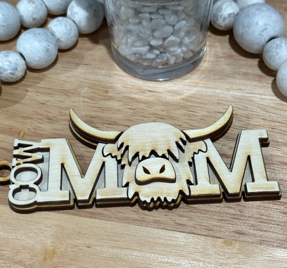 Highlander Cow DIY, Highlander Cow Charm, Cows, Unfinished,Not Today Wooden Car Charms, Unfinished, DIY, Blank Charm
