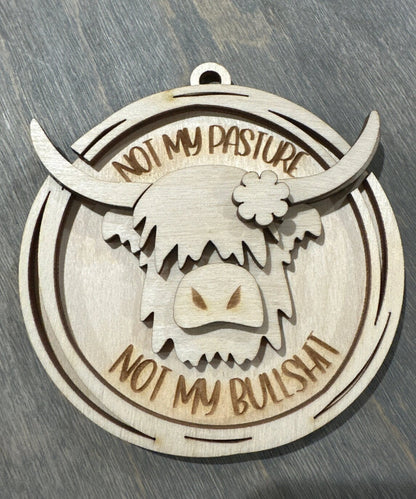 Highlander Cow DIY, Highlander Cow Charm, Cows, Unfinished,Not Today Wooden Car Charms, Unfinished, DIY, Blank Charm