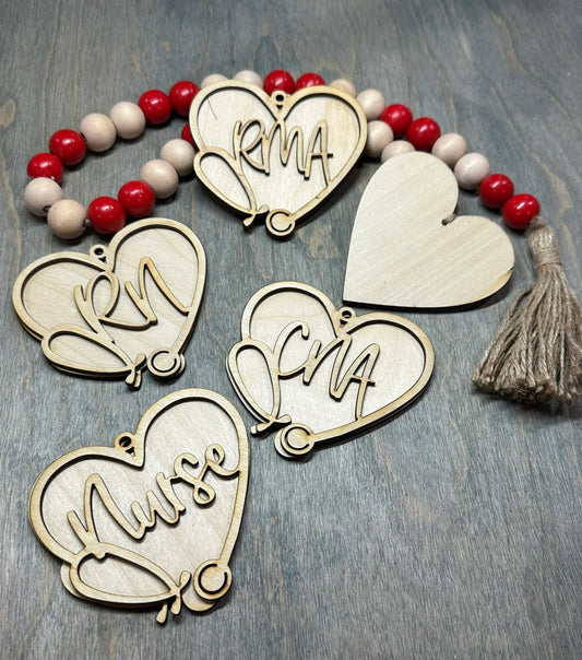 Unfinished Medical Wooden Car Charms, Unfinished, DIY, Blank Charm, Nurse Car Charm, Medical Car Charm Unfinished, CNA, RNA, Rn