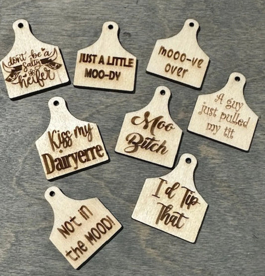 25 pcs, Snarky Small Cow Tags, DIY Cow Tag Embellishments, Car Charm Accents, Cow Tag Ornaments