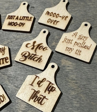 25 pcs, Snarky Small Cow Tags, DIY Cow Tag Embellishments, Car Charm Accents, Cow Tag Ornaments