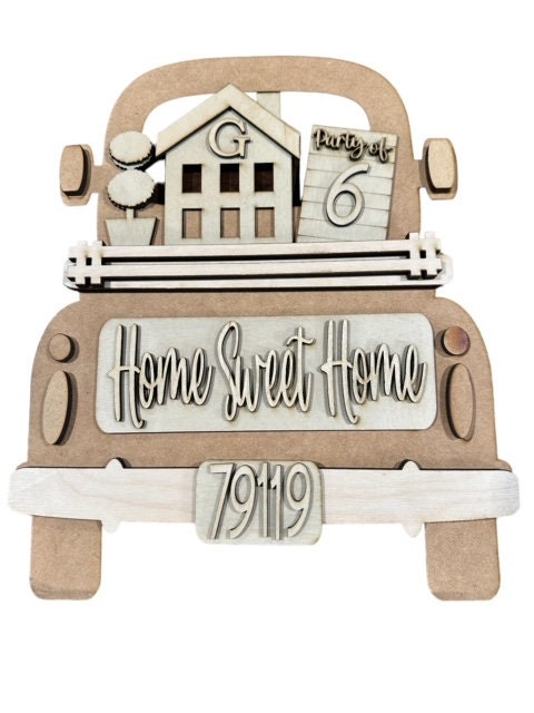 Home Sweet Home Charm, Interchangeable Insert, Interchangeable Truck, Personalized Home Decor, Family Welcome Sign, DIY