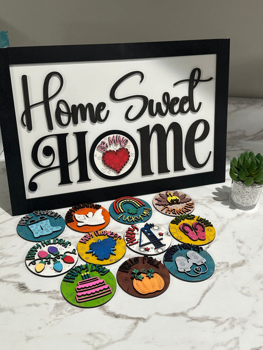 Home Sweet Home Sign, Interchangeable Home Decor, Seasonal Wall Art, Housewarming Gift, Welcome Sign, Custom Decorations, Year-Round Decor