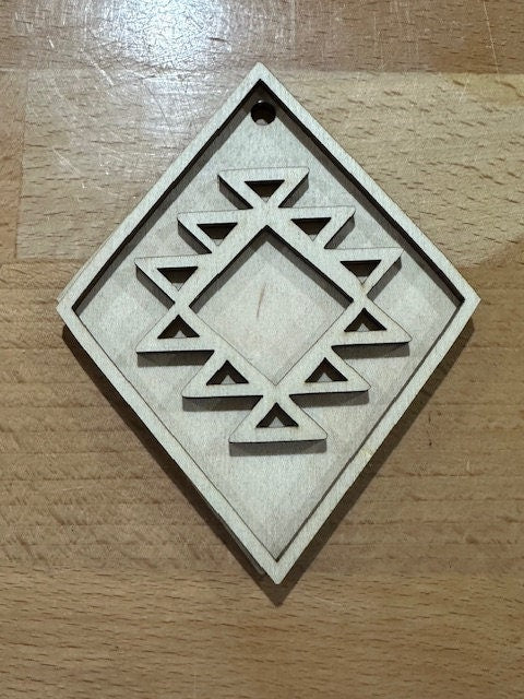 DIY Aztec Charm, Unfinished Aztec Ornament, Wooden Car Charms, Unfinished, DIY, Blank Charm, Charm, Unfinished Aztec Charm