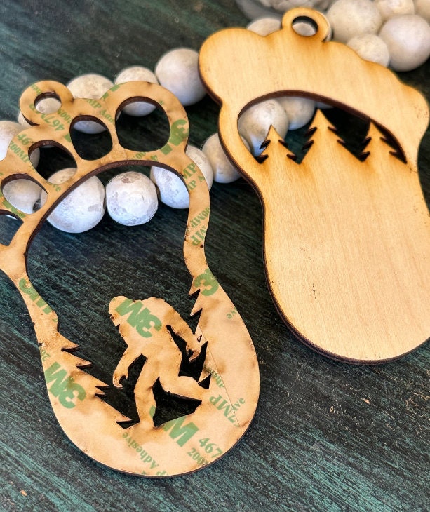 DIY Big foot Car Charm, Unfinished Sasquatch Keychain, Bigfoot Mountain Charm, DIY Wooden Car Accessories, Blank Bigfoot Ornament