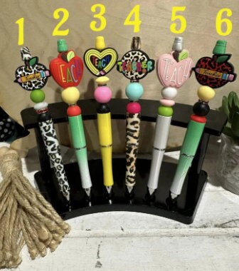 Beaded Pens, Teacher Pens, Holiday Beaded Pens, Teacher, Teacher Gifts, Fun Pens, Best Teacher Ever Teach love inspire, Cookies for Santa