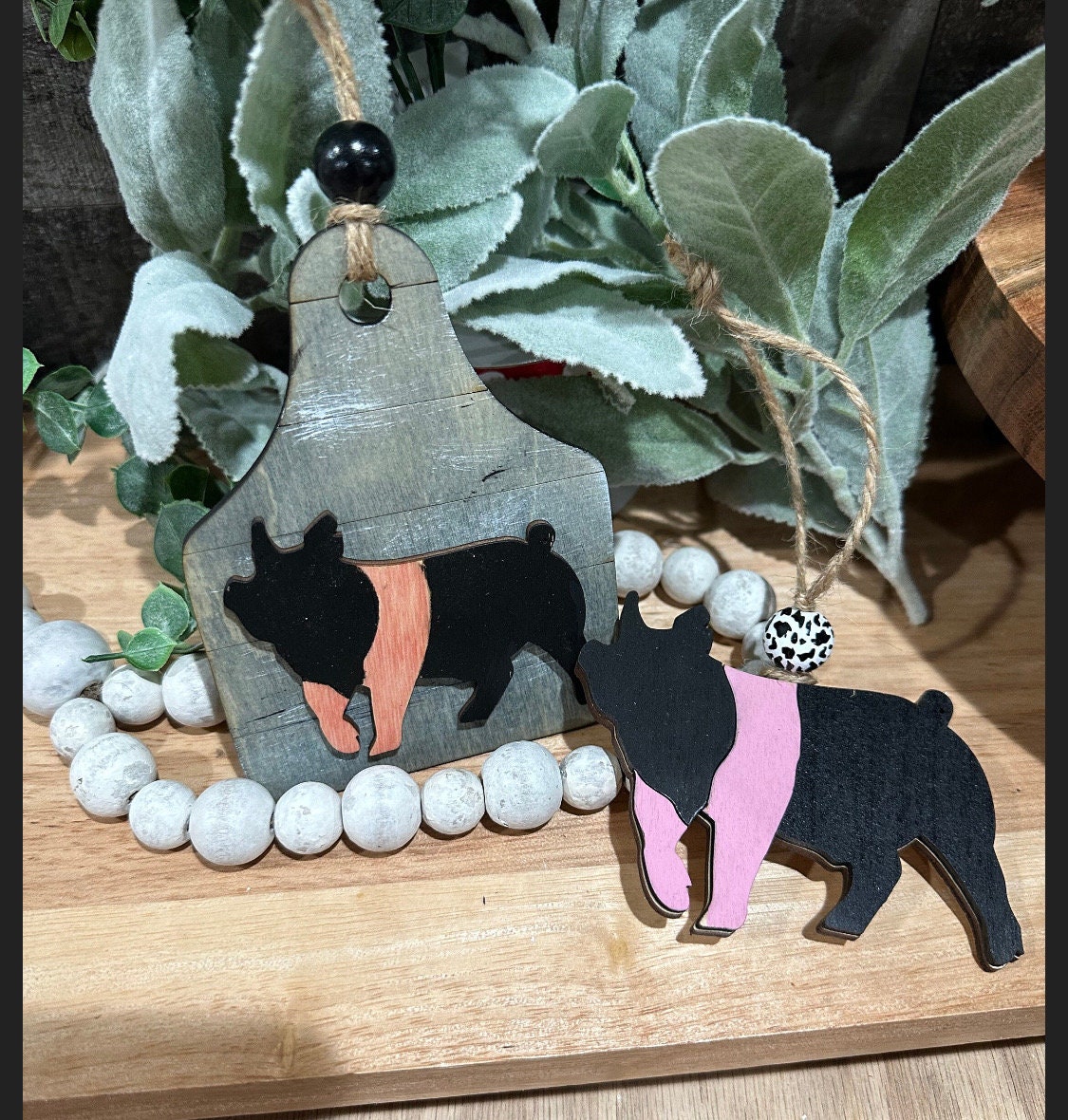 DIY Wooden Pig Charm, Unfinished Car Charm, Blank Pig Craft Charm, Wood Animal Charm for Crafts, DIY Wood Pig Ornament