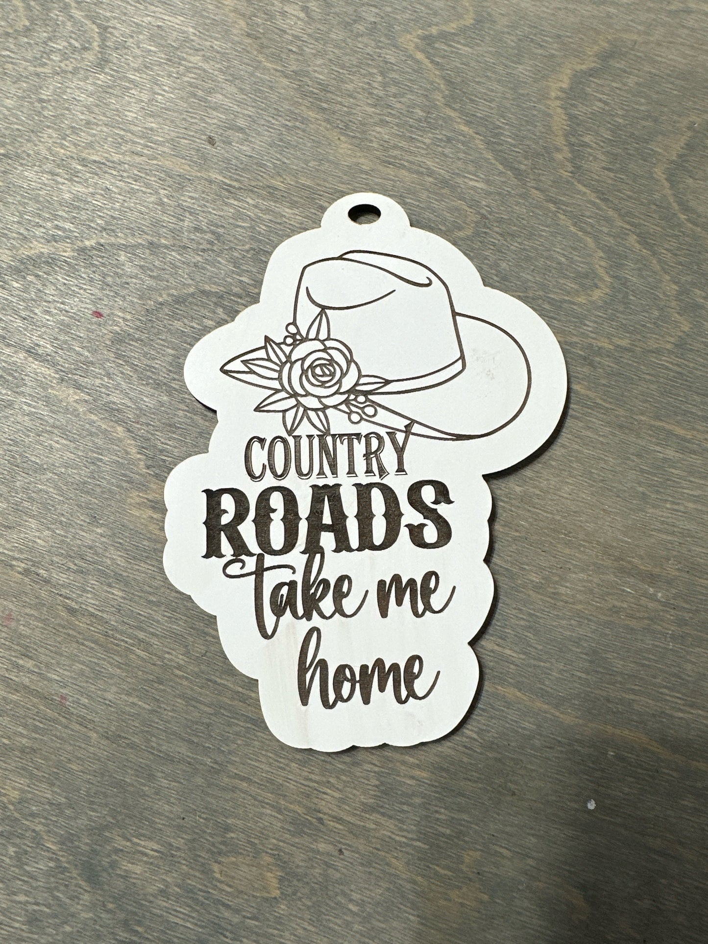 Country Roads Charm, Unfinished, Cowboy Hat Ornament, Wooden Ornament, DIY Country Charm, Rustic Farmhouse Decor, Unfinished Ornament