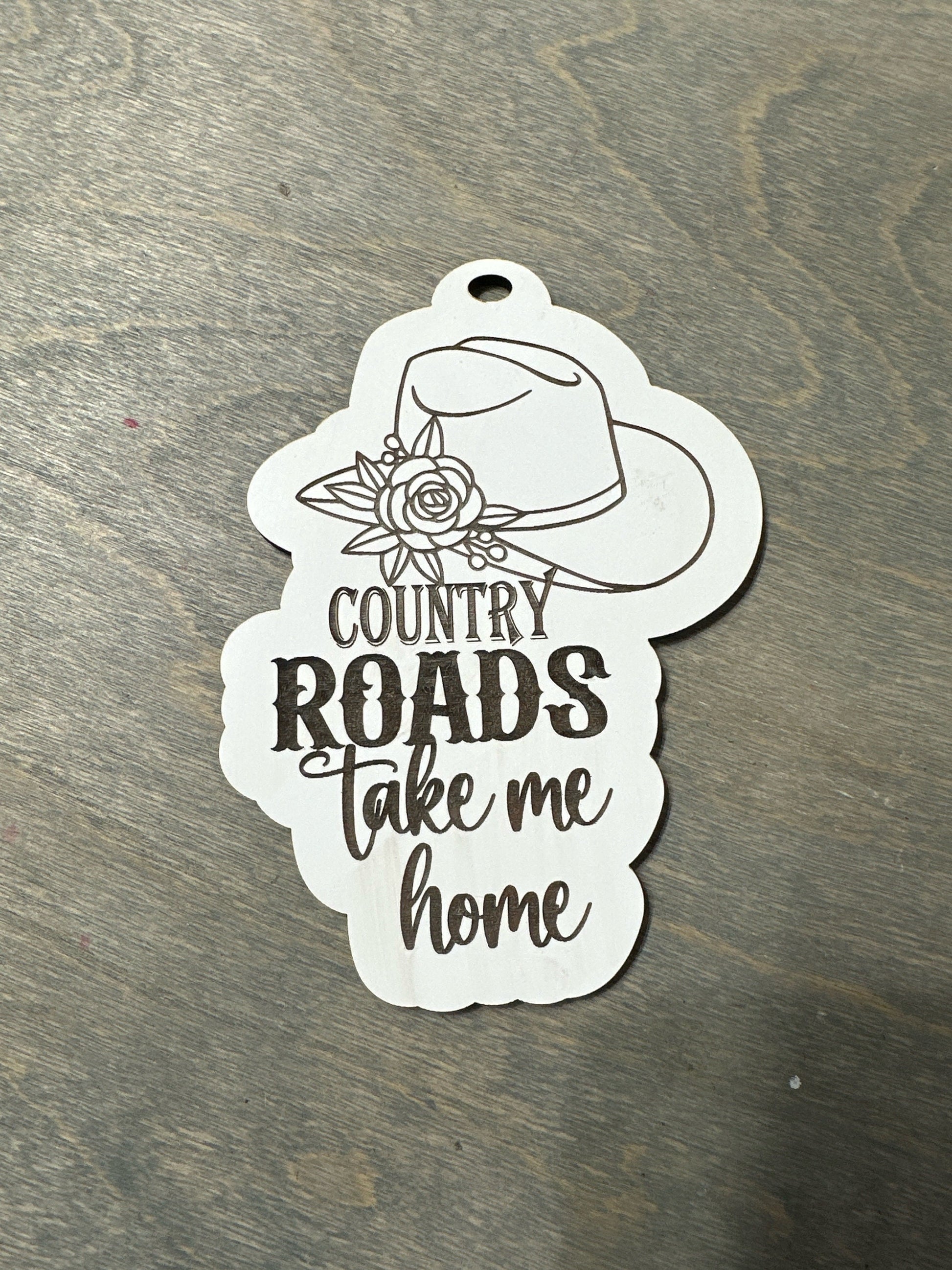 Country Roads Charm, Unfinished, Cowboy Hat Ornament, Wooden Ornament, DIY Country Charm, Rustic Farmhouse Decor, Unfinished Ornament
