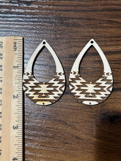Tribal Hoops Earring DIY, Unfinished Wooden Earrings, DIY Tribal Jewelry, Wood Cut Earring Blank, Handmade Craft Supplies, DIY Earrings Kit
