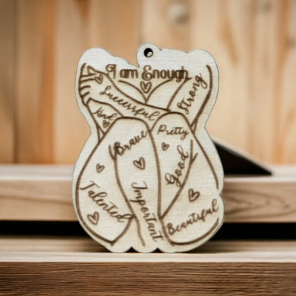 Unfinished DIY I am Enough, I am Enough, I am Enough car charms,Car Charm, Engraved car Charm, Body Car Charm, Unfinished Wooden Charm