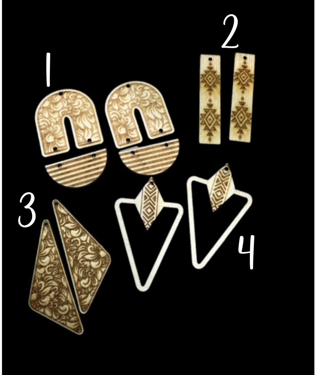 Aztec Earring DIY Unfinished / Unfinished, Wooden Earrings / Unfinished, DIY / Blank Charm, DIY Earring Aztec, Earrings, Wood cut-outs