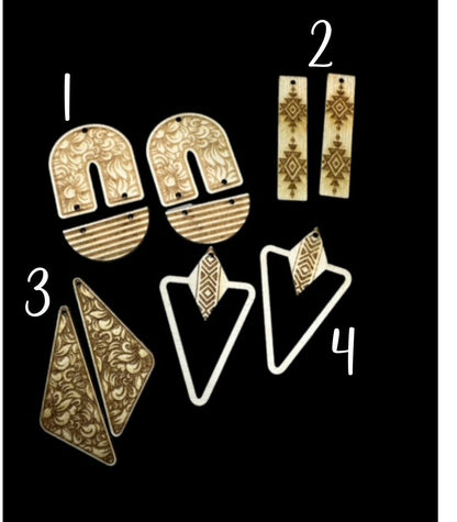 Aztec Earring DIY Unfinished / Unfinished, Wooden Earrings / Unfinished, DIY / Blank Charm, DIY Earring Aztec, Earrings, Wood cut-outs