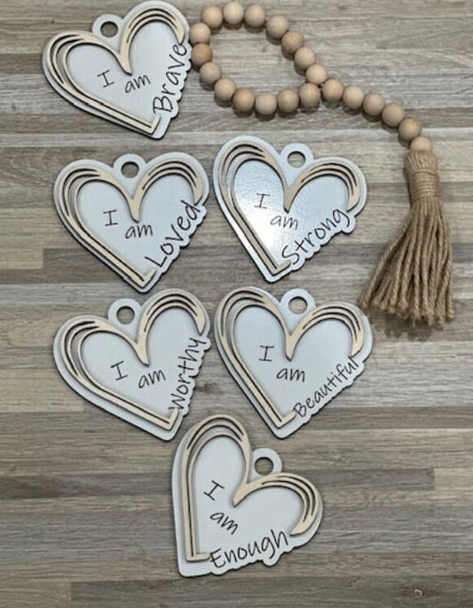 Inspirational Car Charms, Inspirational Charm, Bag Charms, Unfinished, Wooden Charms, Strong, Enough, Unfinished, DIY, Blank Charm