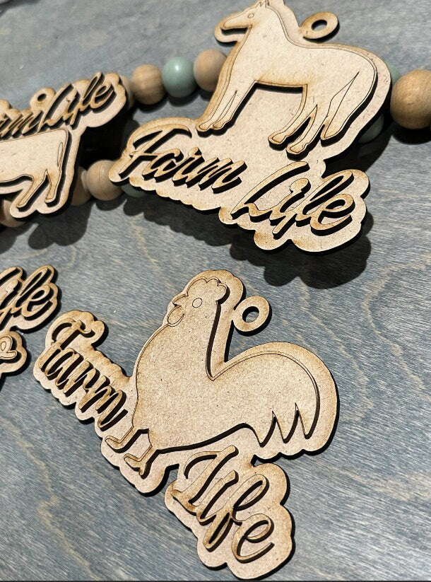 Unfinished DIY Farm Life/ Farm Life Charms Unfinished / Wooden Charms / Unfinished / DIY / Blank Charm/ Animals DIY