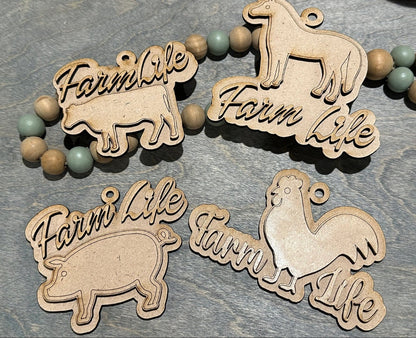 Unfinished DIY Farm Life/ Farm Life Charms Unfinished / Wooden Charms / Unfinished / DIY / Blank Charm/ Animals DIY