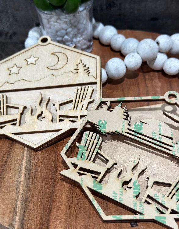 Campfire Unfinished DIY Car charms, Ornament DIY, Campfire and Wilderness, DIY, Outdoor car charm, Unfinished Car Charm, Unfinished