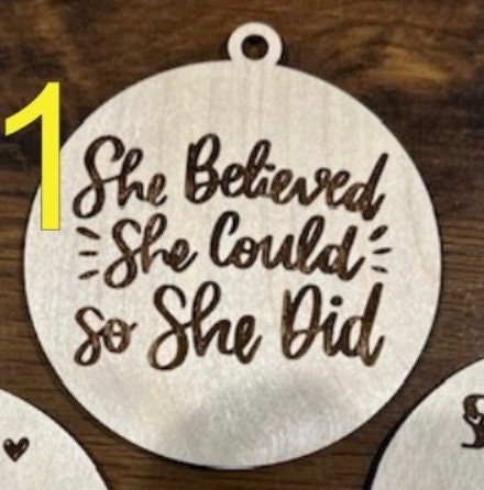 She Believed She Could Charm, DIY Bag Charm, Unfinished Wooden Charms, Inspirational Charm, DIY Craft Charm