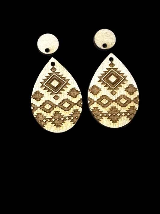 Aztec #2 Earring DIY Unfinished / Unfinished /Wooden Earrings / Unfinished / DIY / Blank Charm / DIY Aztec Dangle #2 / Earrings / Wood cut