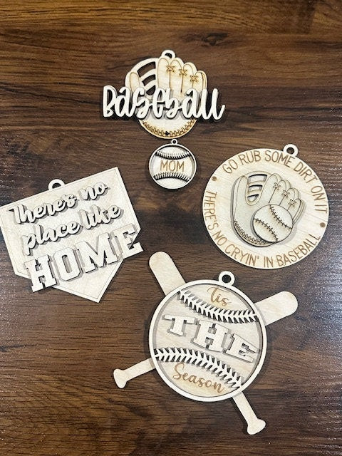 Unfinished DIY Baseball / Softball Charms/ Softball and Baseball Charms Unfinished / Wooden Charms / Unfinished / DIY / Blank Charm /Sports