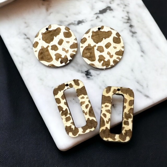 Cow print Earring DIY Unfinished / Unfinished /Wooden Earrings / Unfinished / DIY / Cow Print / DIY Cow Print Classy / Earrings / Wood cut