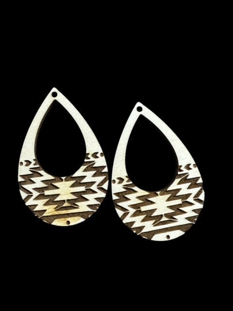 Tribal Hoops Earring DIY, Unfinished Wooden Earrings, DIY Tribal Jewelry, Wood Cut Earring Blank, Handmade Craft Supplies, DIY Earrings Kit