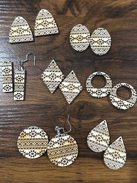 Tribal Aztec Earring DIY Unfinished, Unfinished, Wooden Earring, Unfinished, DIY, Blank Charm, DIY Earring Tribal Aztec, Earrings