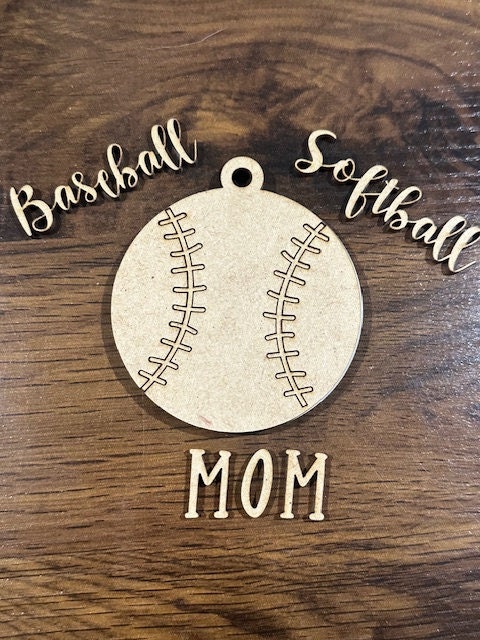 Unfinished DIY Baseball MOM Charms, Baseball Charms Unfinished, Wooden Charms, Softball, Unfinished, DIY, Sports, Mom, Custom
