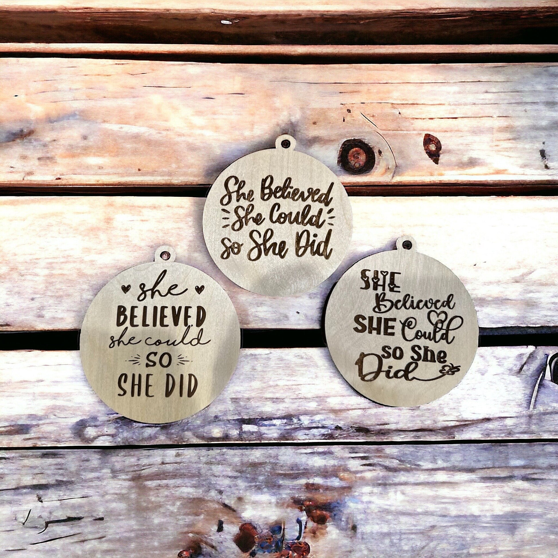 She Believed She Could Charm, DIY Bag Charm, Unfinished Wooden Charms, Inspirational Charm, DIY Craft Charm