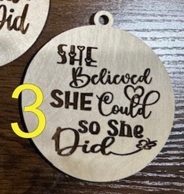 She Believed She Could Charm, DIY Bag Charm, Unfinished Wooden Charms, Inspirational Charm, DIY Craft Charm