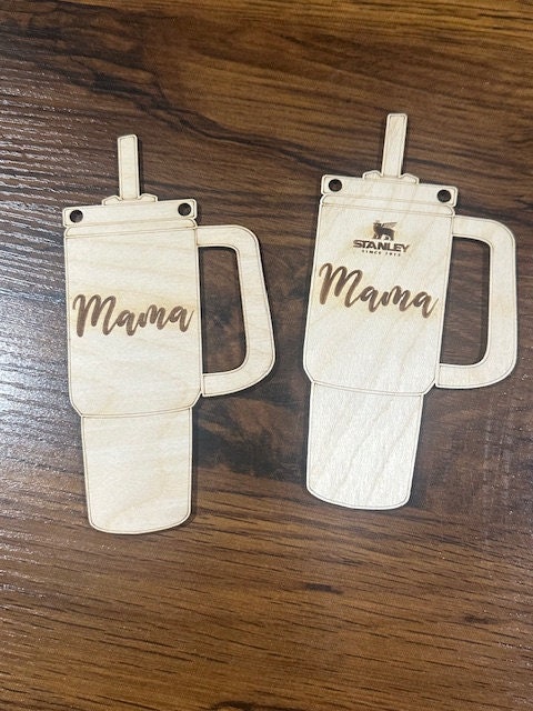DIY Stanley Charm, Unfinished Stanley Wooden Ornament, Personalized Car Charm, Custom Stanley Decoration