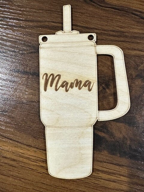 DIY Stanley Charm, Unfinished Stanley Wooden Ornament, Personalized Car Charm, Custom Stanley Decoration