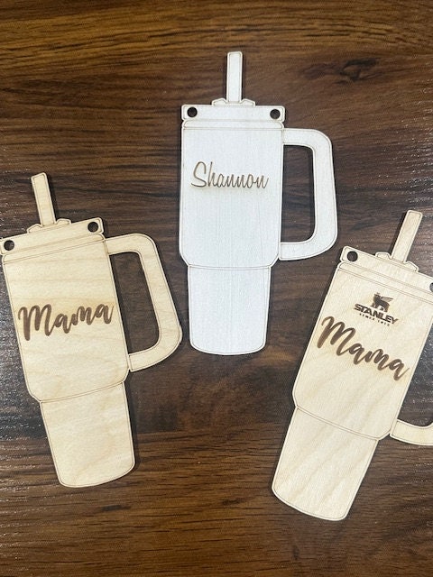 DIY Stanley Charm, Unfinished Stanley Wooden Ornament, Personalized Car Charm, Custom Stanley Decoration